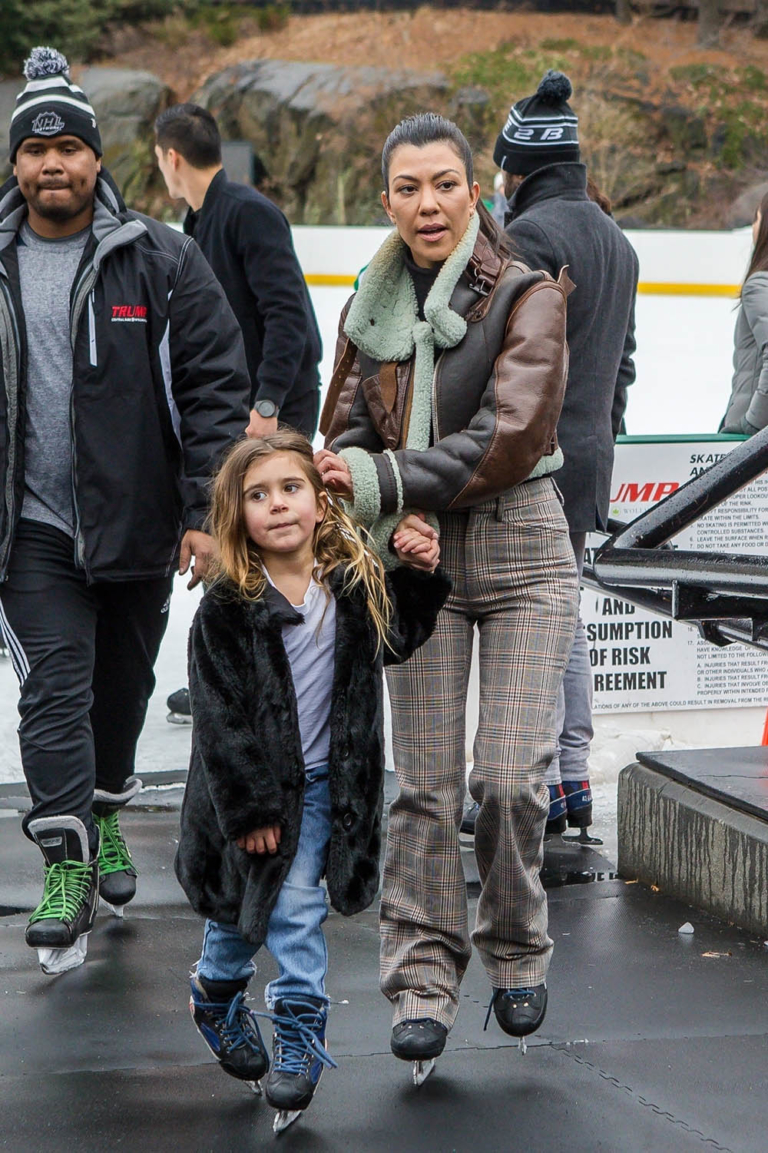 Kourtney Kardashian takes Penelope and North Ice Skating in Central