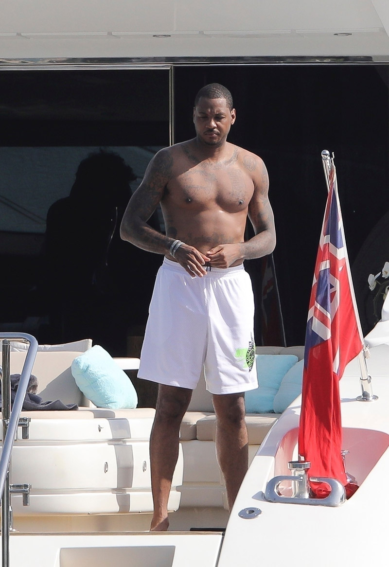 Carmelo Anthony enjoys soaking up the sun aboard a luxury yacht while