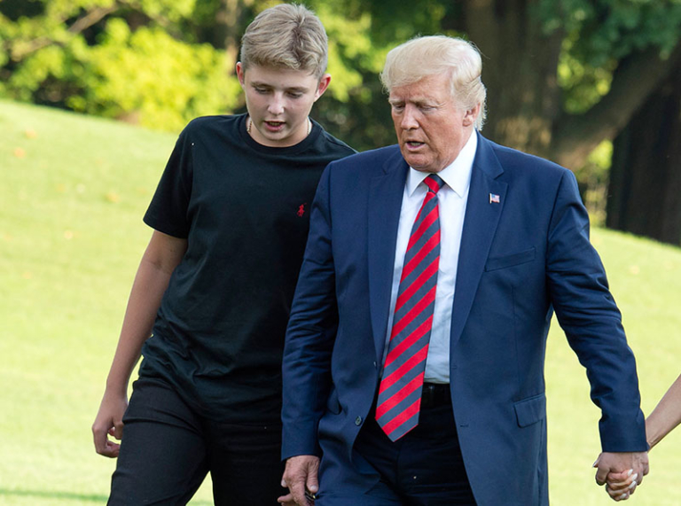 President Donald Trump And His Son Barron Trump Return To The White ...