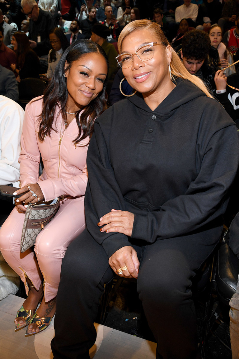 Eboni Nichols (L) and Queen Latifah attend the 69th NBA All-Star Game