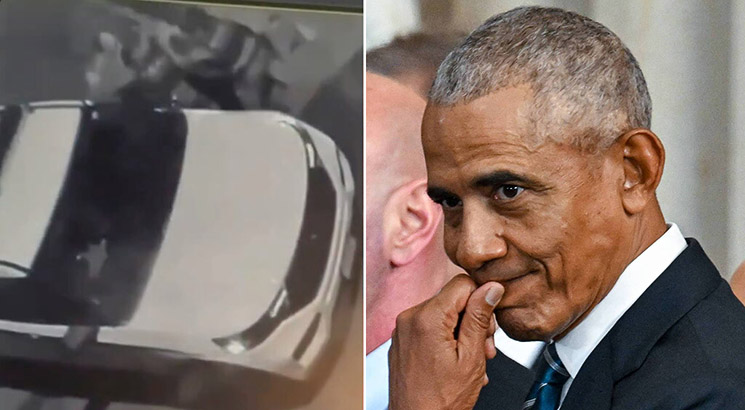 Photo of Barack Obama, agents fighting