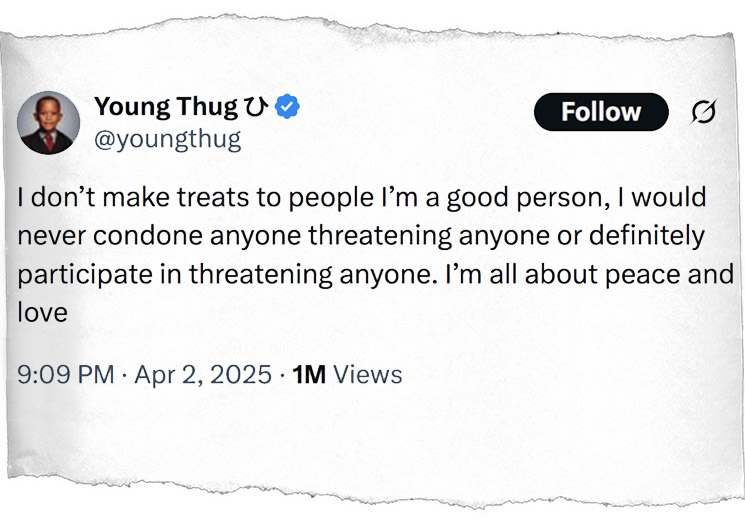 Photo of Young Thug X post