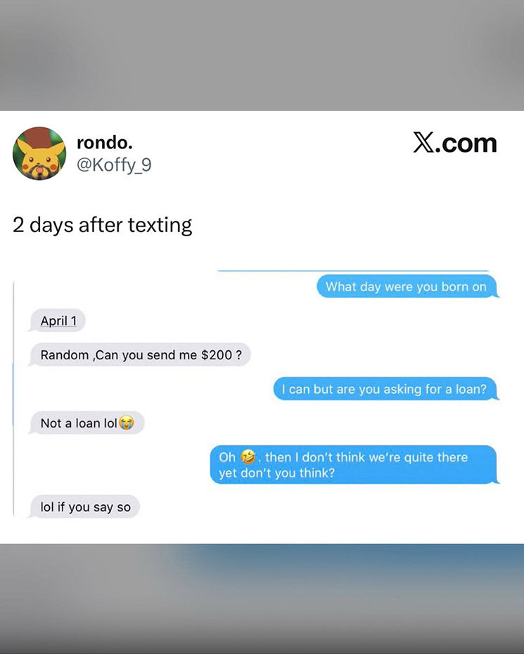 Photo of woman begging man for money