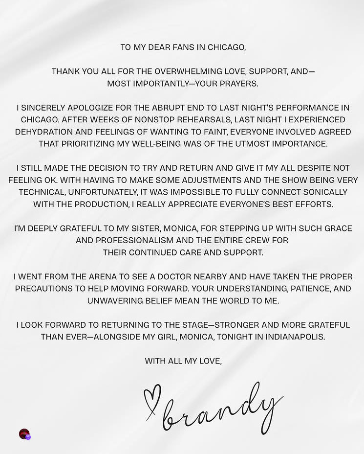 Photo of Brandy apology letter