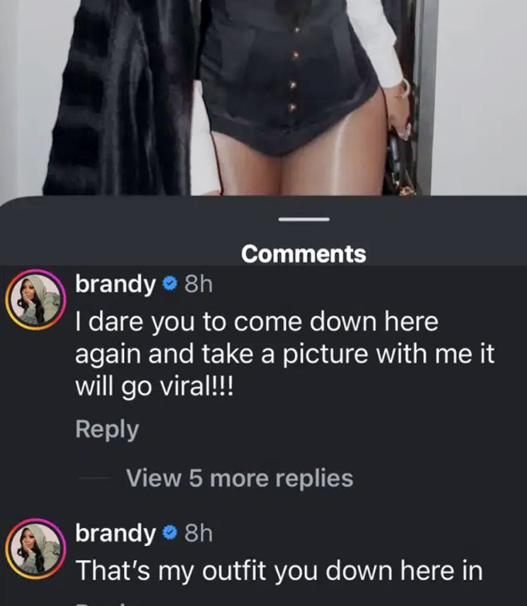 Photo of comments allegedly written by Brandy Norwood