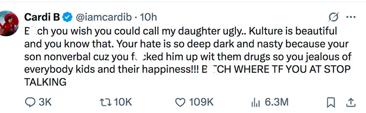 Photo of Cardi B post