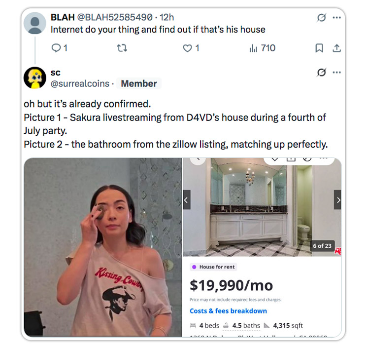 Photo of D4vd rental house