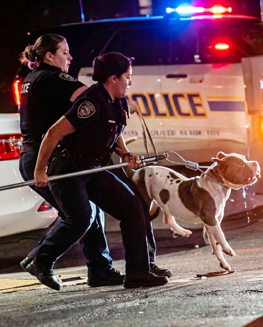 Photo of police with pitbull that attacked Simone Lyke