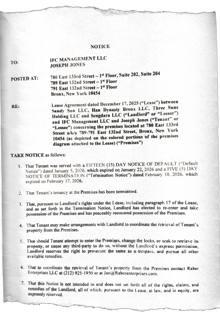 Photo of Jim Jones eviction notice