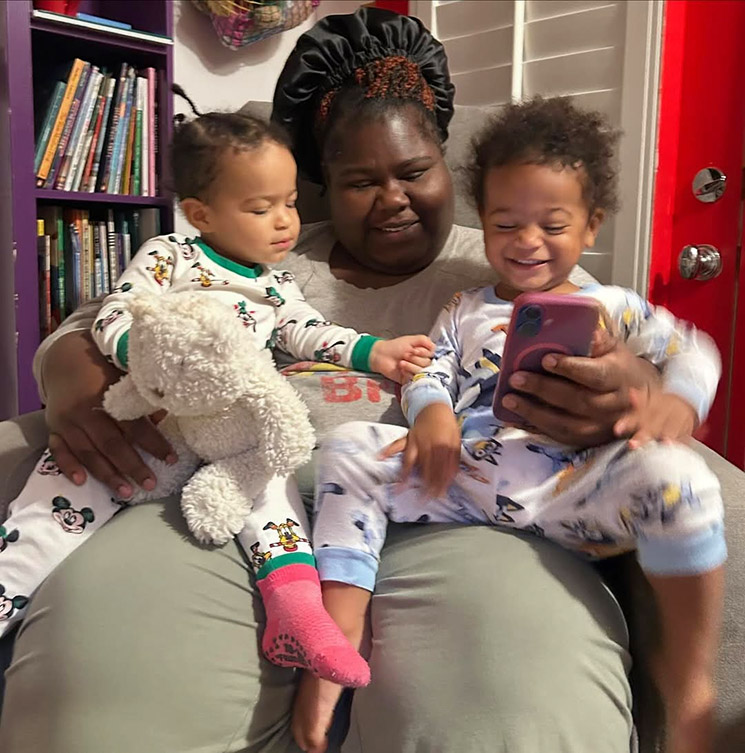 Photo of Gabourey and twins