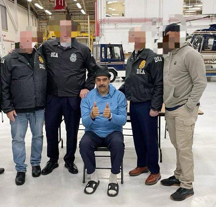 Photo of Nicolas Maduro captured by US forces in Venezuela