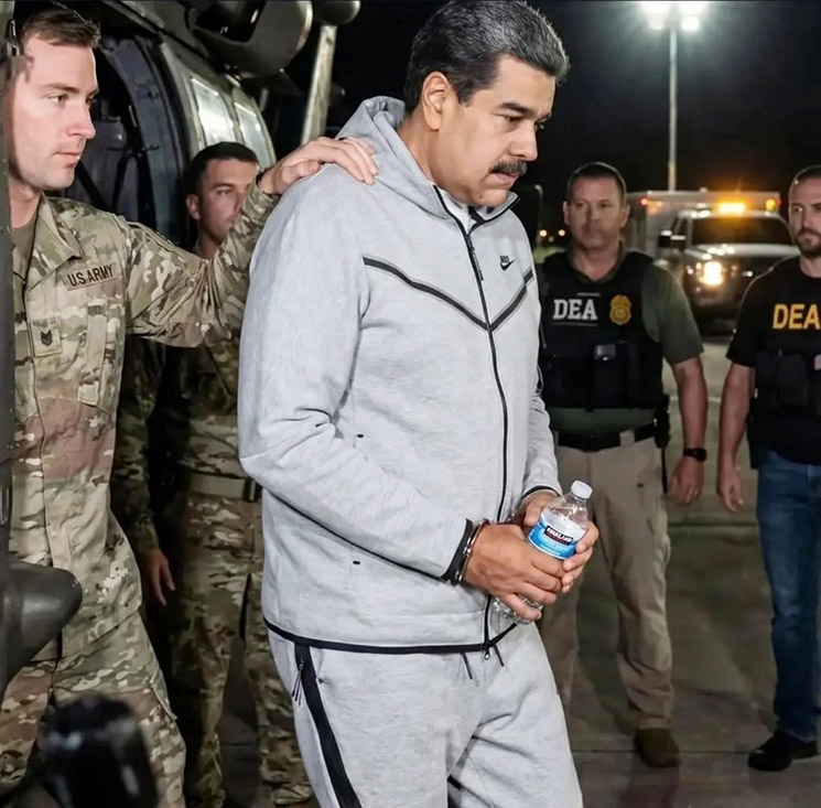 Photo of Nicolas Maduro captured by US forces in Venezuela