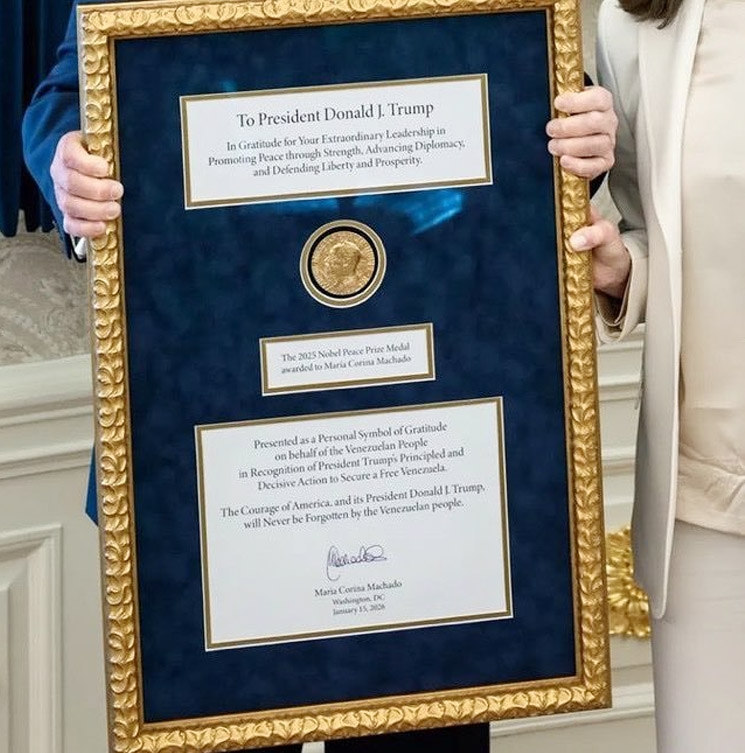 Photo of President Trump's Nobel Peace Prize