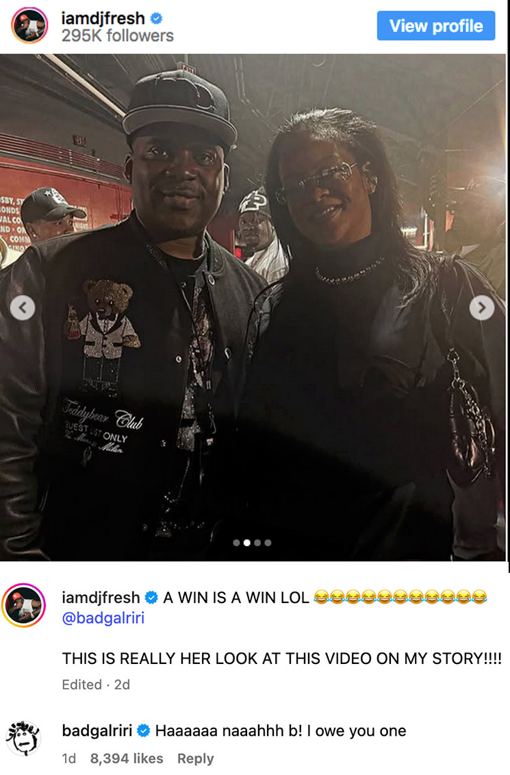 Photo of Rihanna, a fan, and DJ Fresh