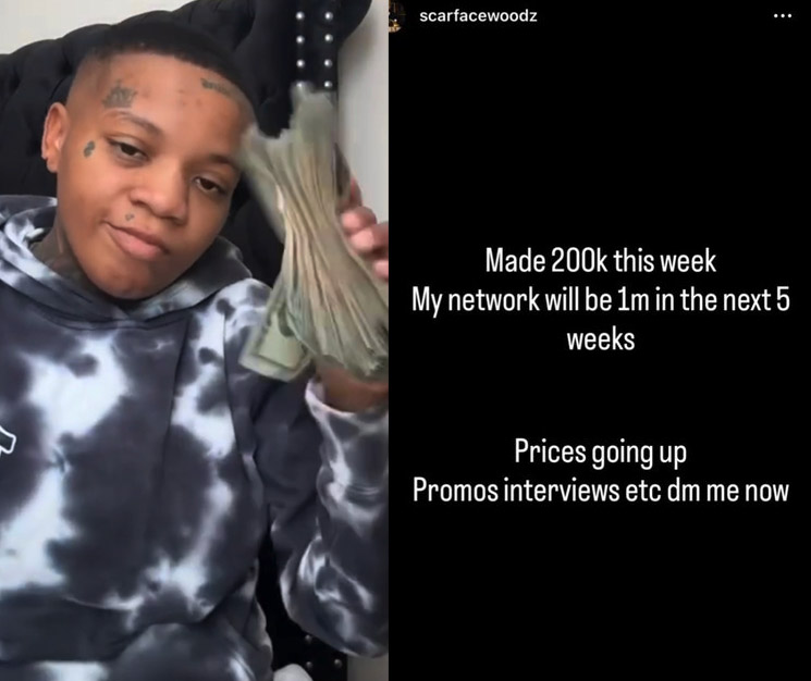 Photo of ScarFAce flashing cash money