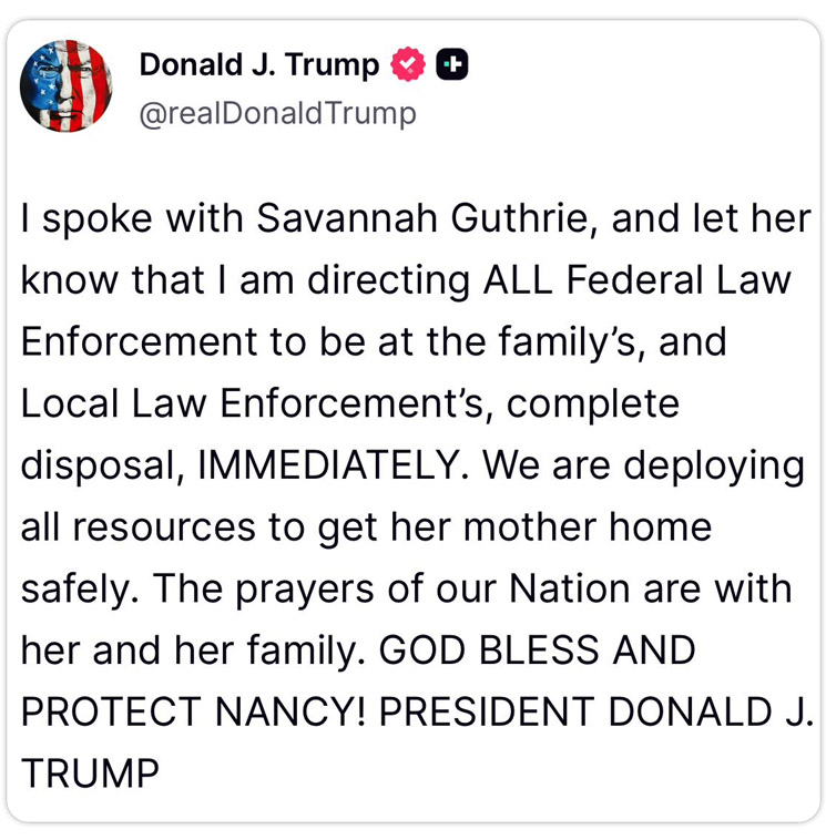 Photo of Donald Trump post on Truth Social