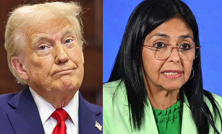 Photo of President Donald Trump, Delcy Rodriguez