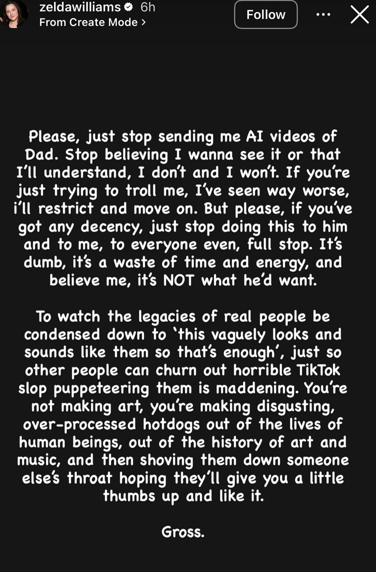 Photo of Zelda Williams post