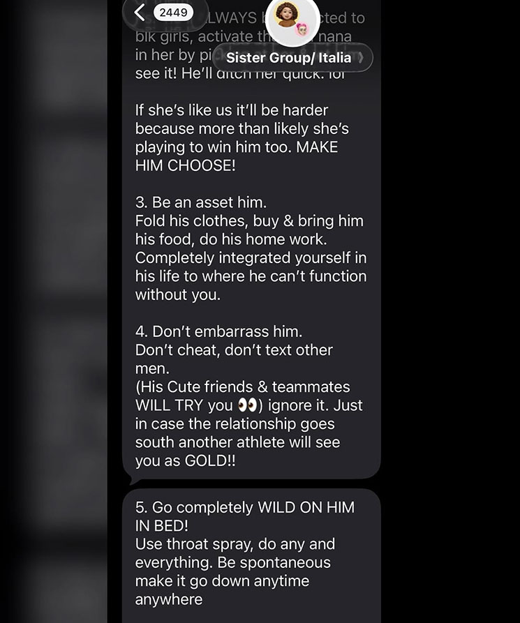 Photo of leaked text messages