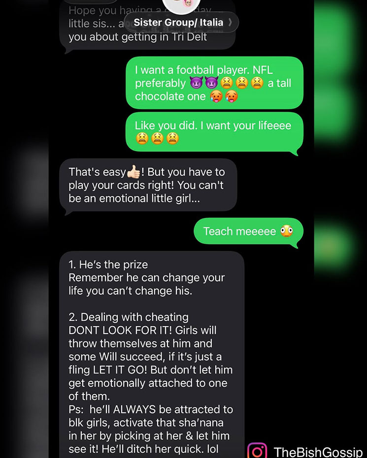 Photo of leaked text messages