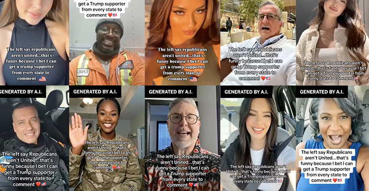 Photo of AI-generated fake TikTok profiles