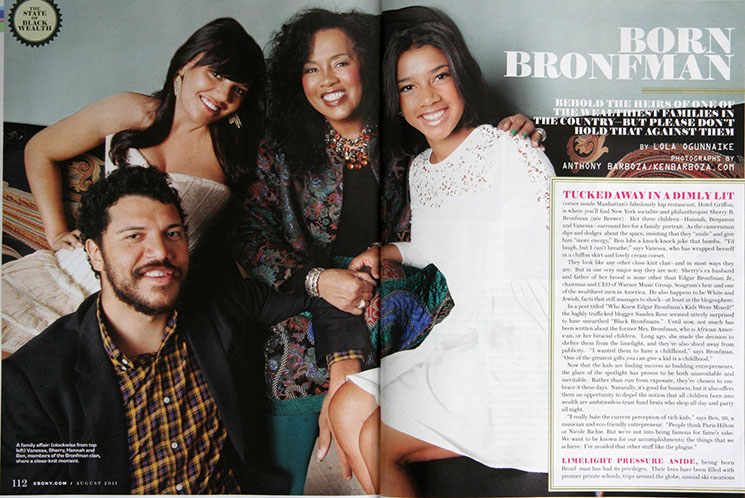 Photo of Black Bronfmans on cover of EBONY