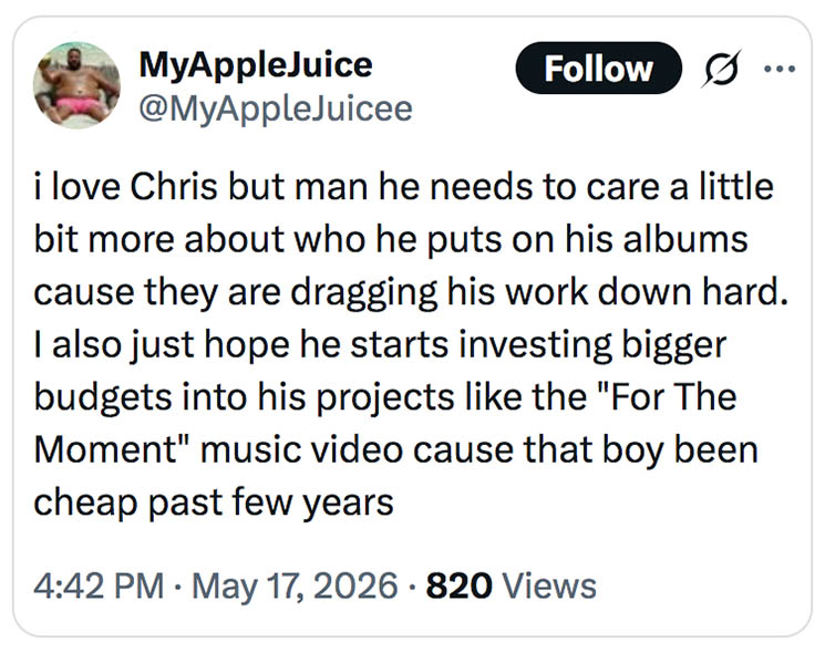 Photo of Chris Brown post