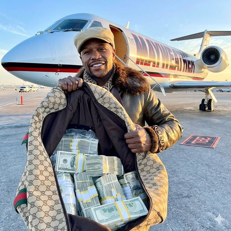 Photo of Floyd Mayweather Jr. holding cash