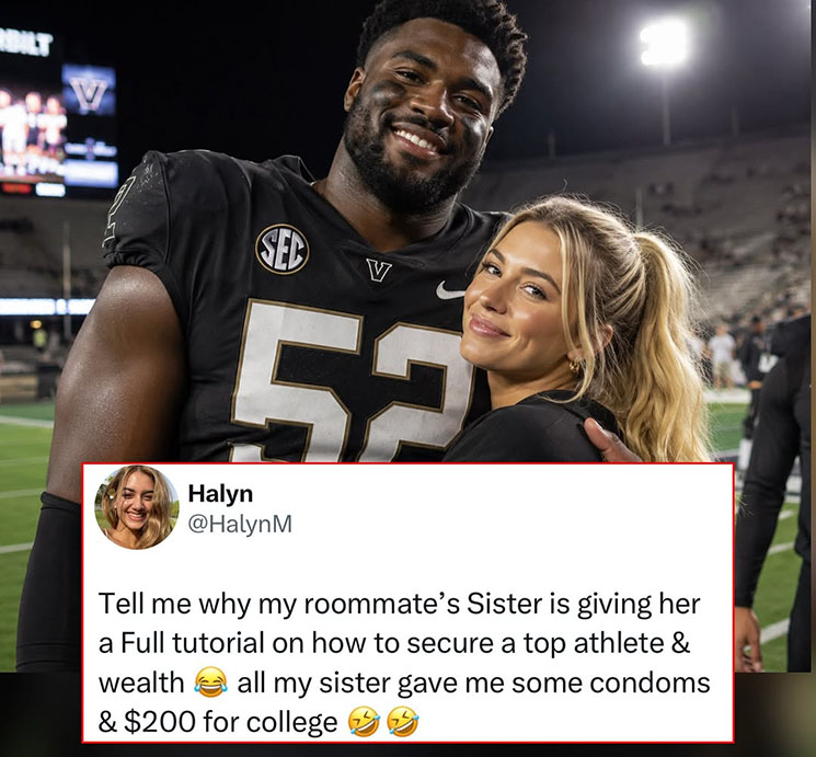 Photo of college football player and woman