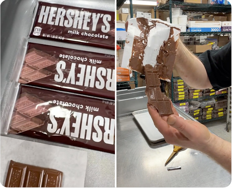 Photo of Konstantin Sigo testing Hershey bar