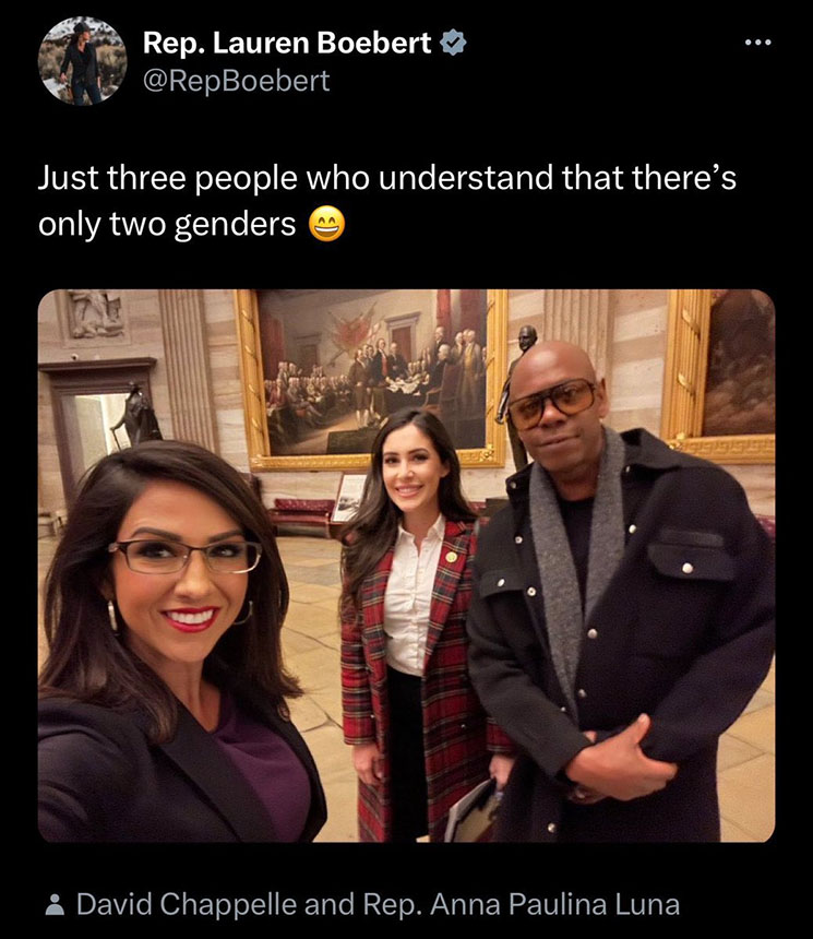 Photo of Lauren Boebert, Dave Chappelle
