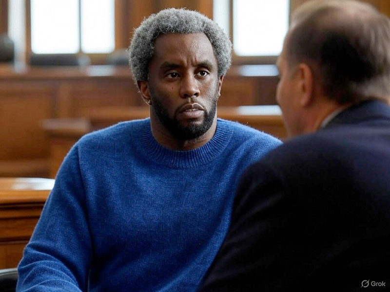 Illustration of Sean Combs in court