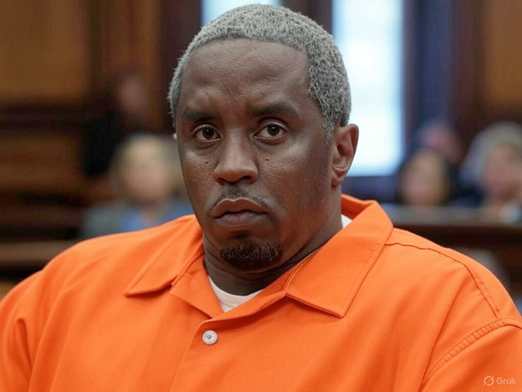Illustration of Sean Combs in court