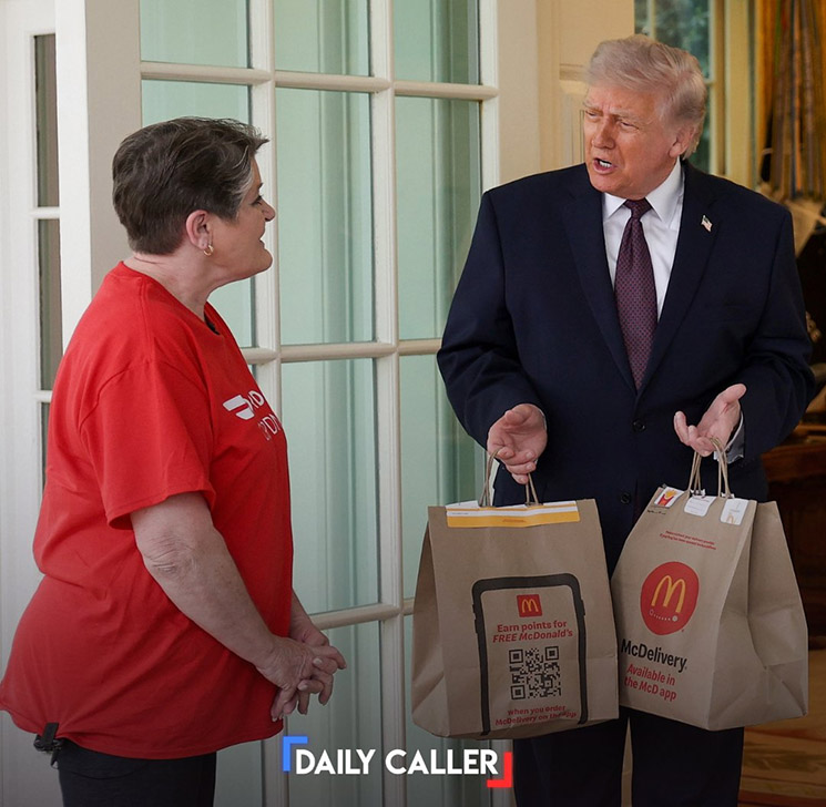 Photo of President Trump getting DoorDash delivery