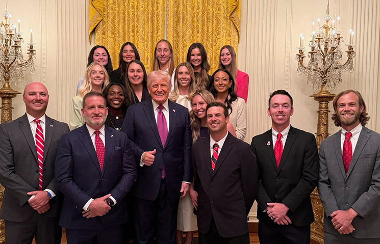 Photo of President Trump and Georgia Women's Tennis champs