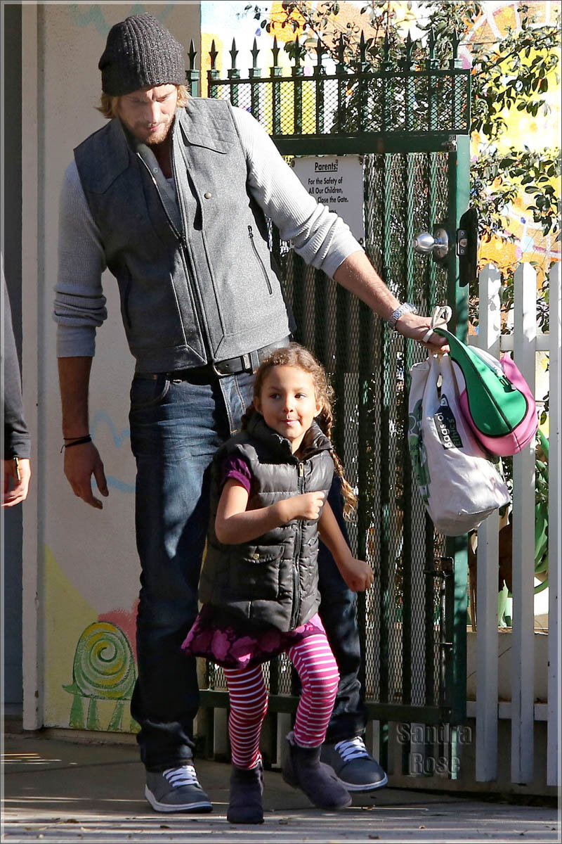 Gabriel Aubry collects his daughter Nahla from school | Sandra Rose