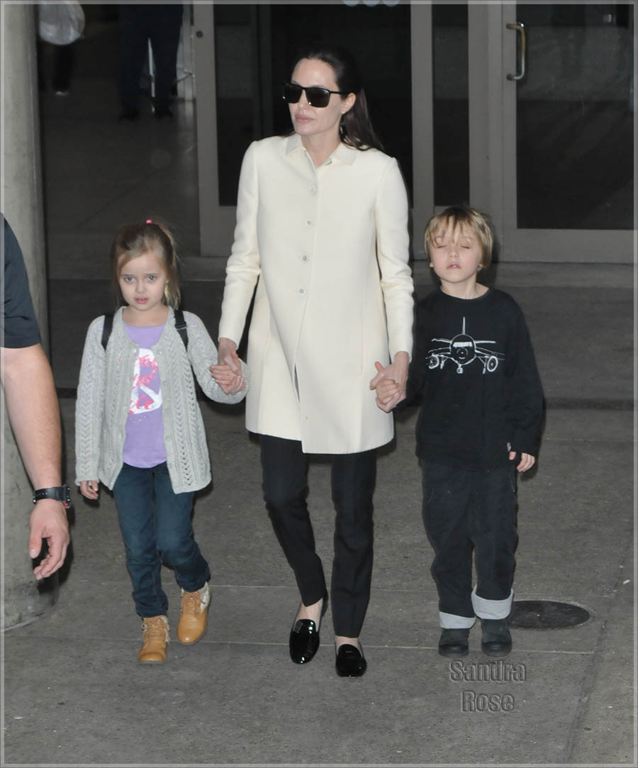 Angelina Jolie and her children at Los Angeles International Airport (LAX)