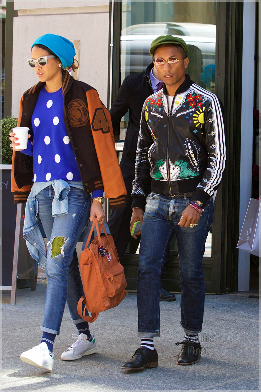 Pharrell Williams and Helen Lasichanh out and about in SoHo