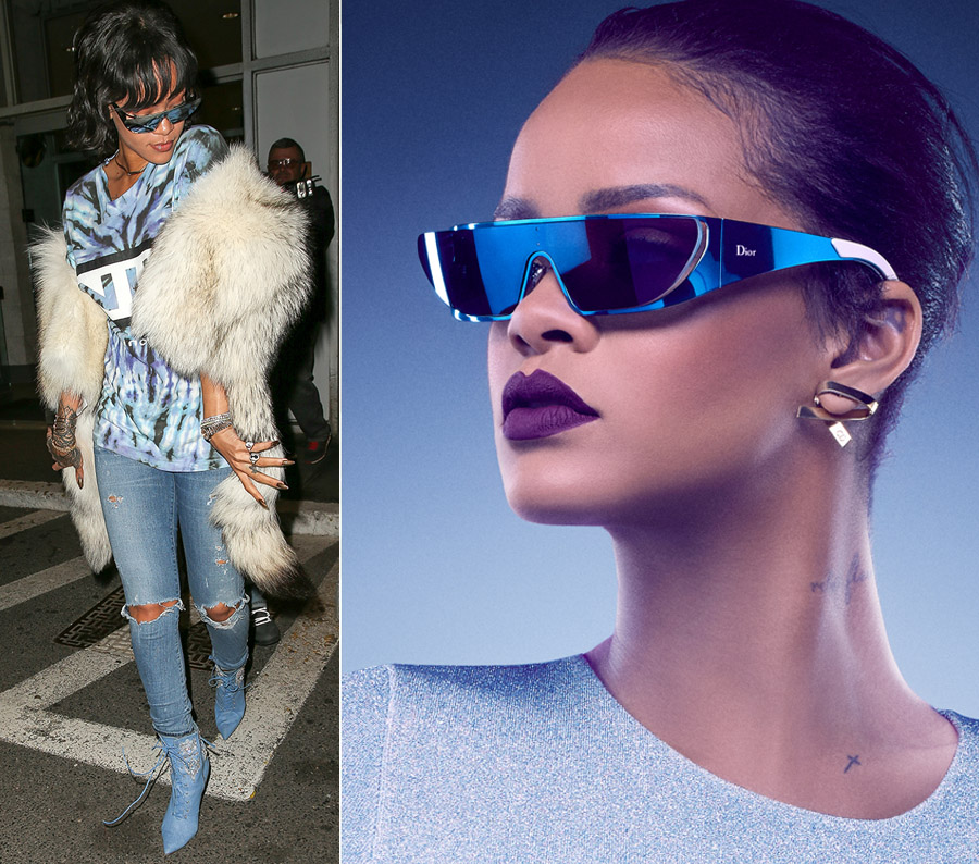 Rihanna wearing Dior sunglasses