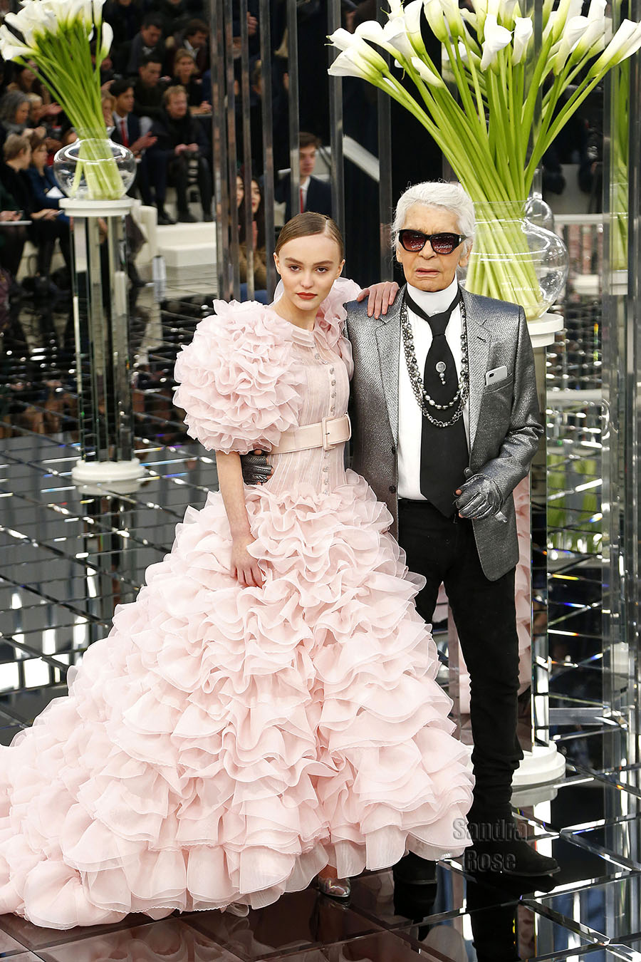 Lily-Rose Depp, Karl Lagerfeld at Paris Fashion Week