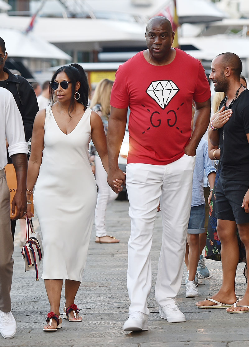 Mr and Mrs Magic & Cookie Johnson Wearing Gucci | Sandra Rose