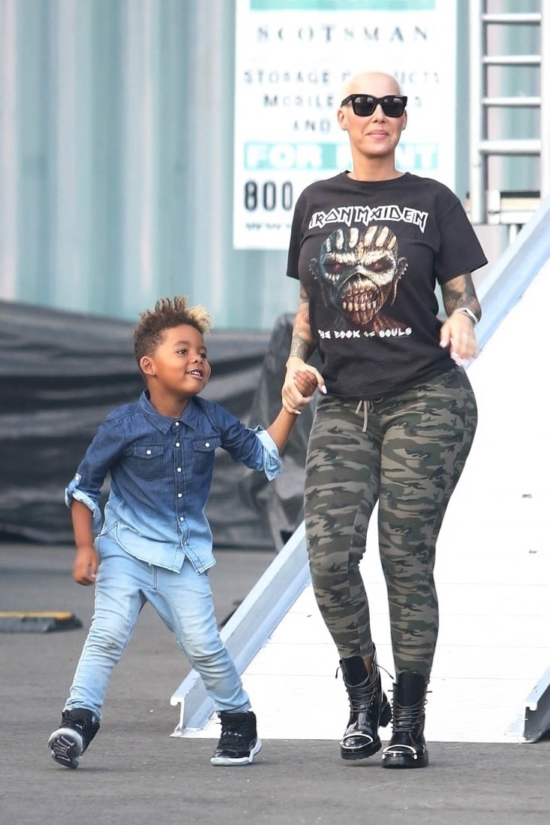 Amber Rose & son Sebastian at Jimmy Kimmel Live! Sandra Rose