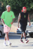 Tyga heads to the gym with his workout partner