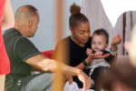 Janet Jackson feeds baby son Eissa in Miami Beach, Florida