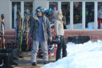 Paris Hilton and her fiancé Chris Zylka head out on the slopes in Aspen, CO
