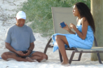 Russell Simmons and Aoki Lee Simmons in the Bahamas