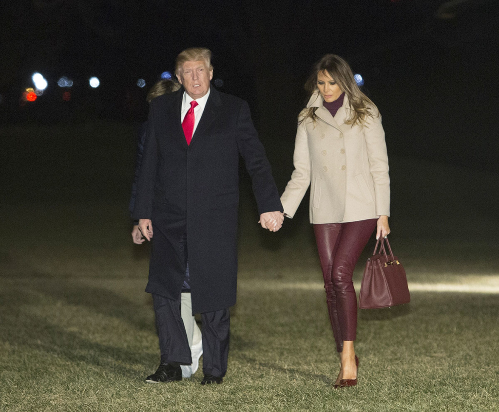 President Donald Trump, Melania Trump and son Barron return from Florida