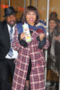 Taraji P. Henson all smiles while while wearing Gucci in NYC