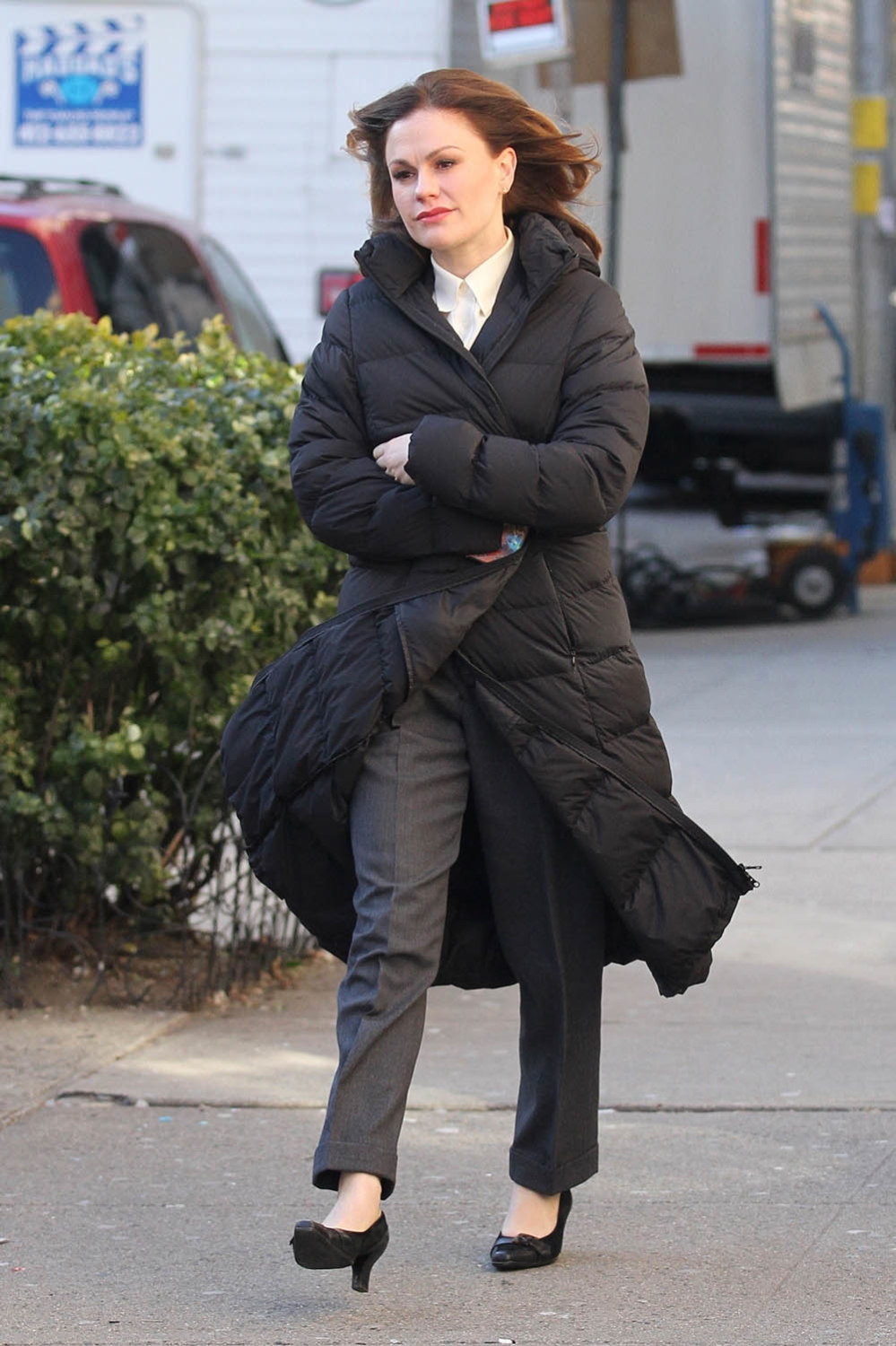Anna Paquin on the set of The Irishman in NYC
