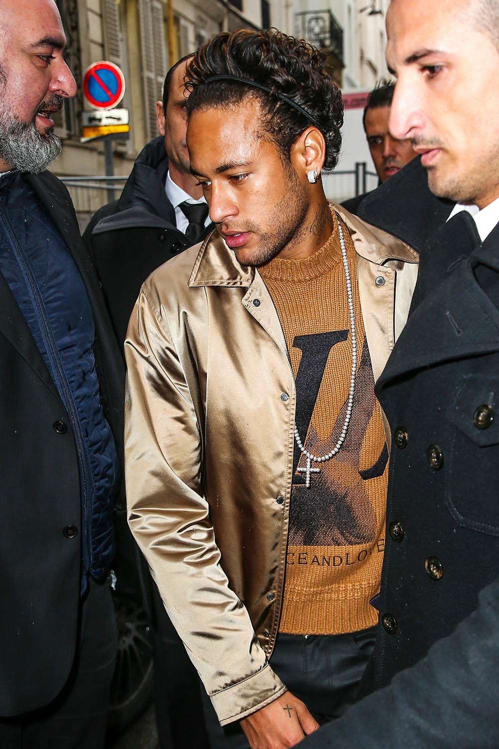 Neymar Jr arrives at the Louis Vuitton fashion show